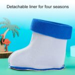 Botas de lluvia cortas de dibujos animados cálidas de terciopelo antideslizantes para niños, Inner Length 18cm Without Cotton Cover - Imagen 3