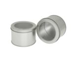 Tragaluz redondo profundo, cubierta superior de ventana transparente, caja de lata para comida, lata de té, caja para hornear pasteles, 9cm x 9cm x 6cm