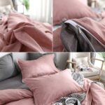 Juego de ropa de cama, edredón de cama lateral a cuadros sólidos, juego de sábanas con funda nórdica, 200*230cm(2x Pillowcase,1x Quilt） - Imagen 4