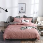 Juego de ropa de cama, edredón de cama lateral a cuadros sólidos, juego de sábanas con funda nórdica, 180*210cm(2x Pillowcase,1x Quilt）