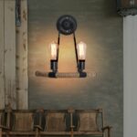 Lámpara de pared de hierro forjado con cuerda de cáñamo retro estilo industrial LED E27, Edison Tungsten Wire 40W