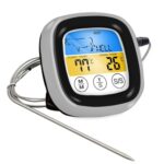 Termómetro de barbacoa de campo táctil con pantalla digital de alimentos de cocina de 2 piezas, Black with Silver Frame, Gray with White Box - Imagen 2
