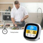 Termómetro de barbacoa de campo táctil con pantalla digital de alimentos de cocina de 2 piezas, Black with Silver Frame, Gray with White Box - Imagen 3