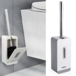 MENGNI Caja de Almacenamiento de Escobilla de Inodoro con Mango Largo de Pared de succión Kit de Limpieza de baño