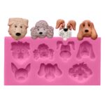 Molde de decoración de pasteles de fondant de silicona de dibujos animados con forma de perros