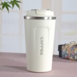 Taza termo doble de acero inoxidable 304, taza termo para coche, taza termo de viaje, 380ml White