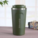 Taza termo doble de acero inoxidable 304, taza termo para coche, taza termo de viaje, 510ml Green