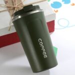 Taza termo doble de acero inoxidable 304, taza termo para coche, taza termo de viaje, 510ml Green - Imagen 2