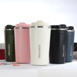 Taza termo doble de acero inoxidable 304, taza termo para coche, taza termo de viaje, 510ml Green - Imagen 3