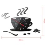 2 juegos de reloj de pared de café decorativo estéreo 3D DIY para el hogar, espejo acrílico, pegatina de pared, reloj de café - Imagen 4