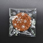 5 paquetes de bolsa de regalo autoadhesiva para aperitivos, galletas, dulces navideños, copos de nieve, 5.5x5.5cm