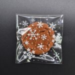 5 paquetes de bolsa de regalo autoadhesiva para aperitivos, galletas, dulces navideños, copos de nieve, 10x10cm - Imagen 2
