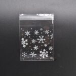 5 paquetes de bolsa de regalo autoadhesiva para aperitivos, galletas, dulces navideños, copos de nieve, 14x14cm - Imagen 4