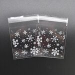 5 paquetes de bolsa de regalo autoadhesiva para aperitivos, galletas, dulces navideños, copos de nieve, 14x14cm - Imagen 5