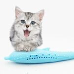 Juguete del delfín del silicón de la limpieza de los dientes del gato de la hierba gatera