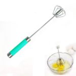Batidor de huevos giratorio con prensa agitadora semiautomática de acero inoxidable, 30 cm, entrega de colores aleatorios