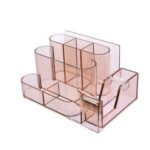 Caja de almacenamiento de papelería acrílica transparente, organizador de escritorio creativo, compartimento de plástico, soporte para bolígrafo, accesorios de oficina