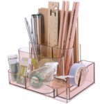 Caja de almacenamiento de papelería acrílica transparente, organizador de escritorio creativo, compartimento de plástico, soporte para bolígrafo, accesorios de oficina - Imagen 4