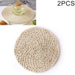 Tapete para té con aislamiento grueso tejido de maíz Natural antideslizante, tapete para cazuela resistente al calor, 2 uds., Round Placemat 22cm