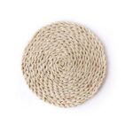 Tapete para té con aislamiento grueso tejido de maíz Natural antideslizante, tapete para cazuela resistente al calor, 2 uds., Round Placemat 22cm - Imagen 2