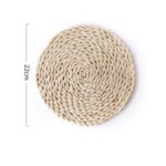 Tapete para té con aislamiento grueso tejido de maíz Natural antideslizante, tapete para cazuela resistente al calor, 2 uds., Round Placemat 22cm - Imagen 3