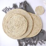 Tapete para té con aislamiento grueso tejido de maíz Natural antideslizante, tapete para cazuela resistente al calor, 2 uds., Round Placemat 22cm - Imagen 4
