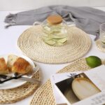 Tapete para té con aislamiento grueso tejido de maíz Natural antideslizante, tapete para cazuela resistente al calor, 2 uds., Round Placemat 22cm - Imagen 5