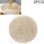 Tapete para té con aislamiento grueso tejido de maíz Natural antideslizante, tapete para cazuela resistente al calor, 2 uds., Round Placemat 35cm