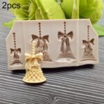2 uds campanas de Navidad Chocolate caramelo galleta herramientas de decoración de pasteles DIY hornear Fondant molde de silicona de calidad alimentaria, Christmas Bells