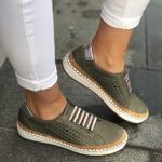 Zapatillas de deporte para mujer Zapatos planos transpirables, 37 - Imagen 4