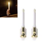 2 PCS Luz de vela solar LED Linterna de noche Lámpara decorativa para interiores y exteriores