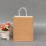 Bolsa de papel Kraft elegante de 10 piezas con asas para bodas/fiestas de cumpleaños/joyas/ropa, 22x27x11cm - Imagen 3