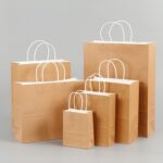 Bolsa de papel Kraft elegante de 10 piezas con asas para bodas/fiestas de cumpleaños/joyas/ropa, 22x27x11cm - Imagen 5