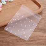 100 Uds bolsas de celofán transparente de plástico bolsa de regalo de galletas de caramelo de lunares con bolsa autoadhesiva DIY bolsas de celofán para fiesta, 8x10cm