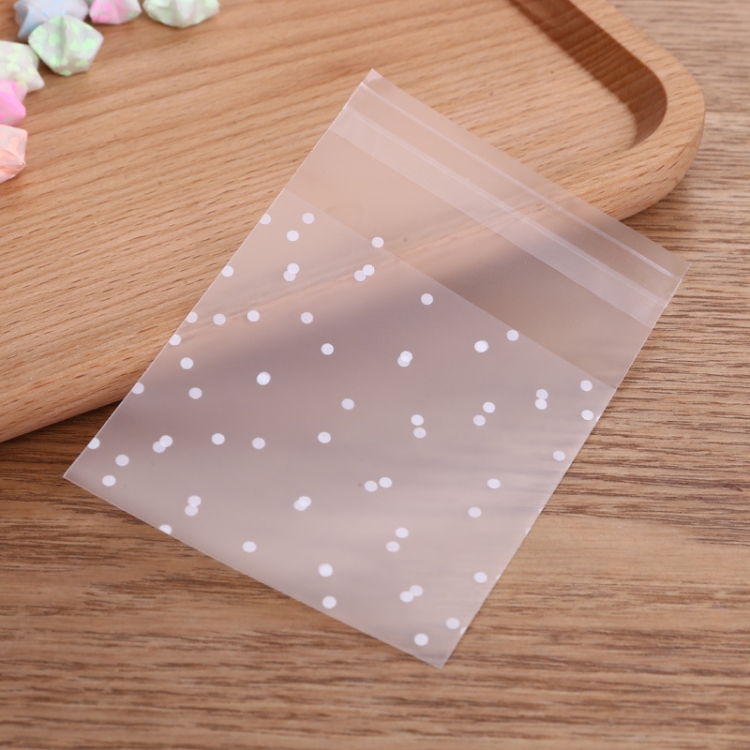 TBD0419808505A.jpg 100 Uds bolsas de celofán transparente de plástico bolsa de regalo de galletas de caramelo de lunares con bolsa autoadhesiva DIY bolsas de celofán para fiesta, 10x15cm - Imagen 1