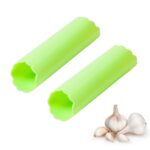 2 uds cocina pelador de ajos prensa pelador de ajos no daña la mano pelador de ajos de silicona, Green