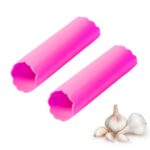 2 uds cocina pelador de ajos prensa pelador de ajos no daña la mano pelador de ajos de silicona, Red