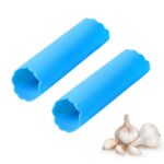 2 uds cocina pelador de ajos prensa pelador de ajos no daña la mano pelador de ajos de silicona, Blue