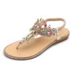 Sandalias planas con diamantes de imitación para mujer, 40