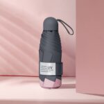 LY-0621 Paraguas de cinco pliegues y ocho huesos Paraguas de protección solar con pegamento negro simple, Eight-bone Midsummer Pink