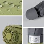 LY-0621 Paraguas de cinco pliegues y ocho huesos Paraguas de protección solar con pegamento negro simple, Eight-bone Matcha Green - Imagen 4