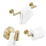 Toallero 3 en 1 de acero inoxidable mate 304, toallero de papel, gancho, accesorios de baño, juego de ducha de baño, Gold