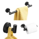 Toallero 3 en 1 de acero inoxidable mate 304, toallero de papel, gancho, accesorios de baño, juego de ducha de baño, Black