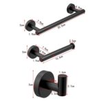 Toallero 3 en 1 de acero inoxidable mate 304, toallero de papel, gancho, accesorios de baño, juego de ducha de baño, Black - Imagen 5