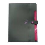 Carpeta de archivos de libro de información de plástico con bolsa de cartera multicapa con cara sonriente de color caramelo
