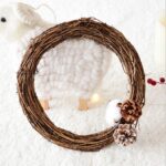 2 uds árbol vid corona de Navidad DIY decoración de jardín de ratán decoración de ventana de ratán, 15CM - Imagen 4