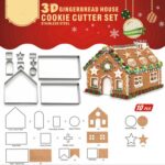 10 en 1 Molde de galletas de acero inoxidable 3D Herramientas para hornear de casa de pan de jengibre de Navidad - Imagen 2