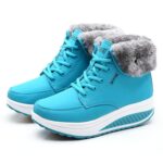 Botines de mujer Botas de encaje de nieve Zapatos de cuña femeninos de otoño e invierno, 36 - Imagen 2