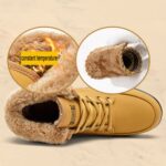 Botines de mujer Botas de encaje de nieve Zapatos de cuña femeninos de otoño e invierno, 36 - Imagen 4