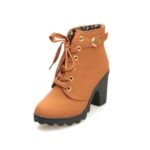 Moda Square Tacones altos Zapatillas de deporte de color sólido Botas de nieve para mujer, 35